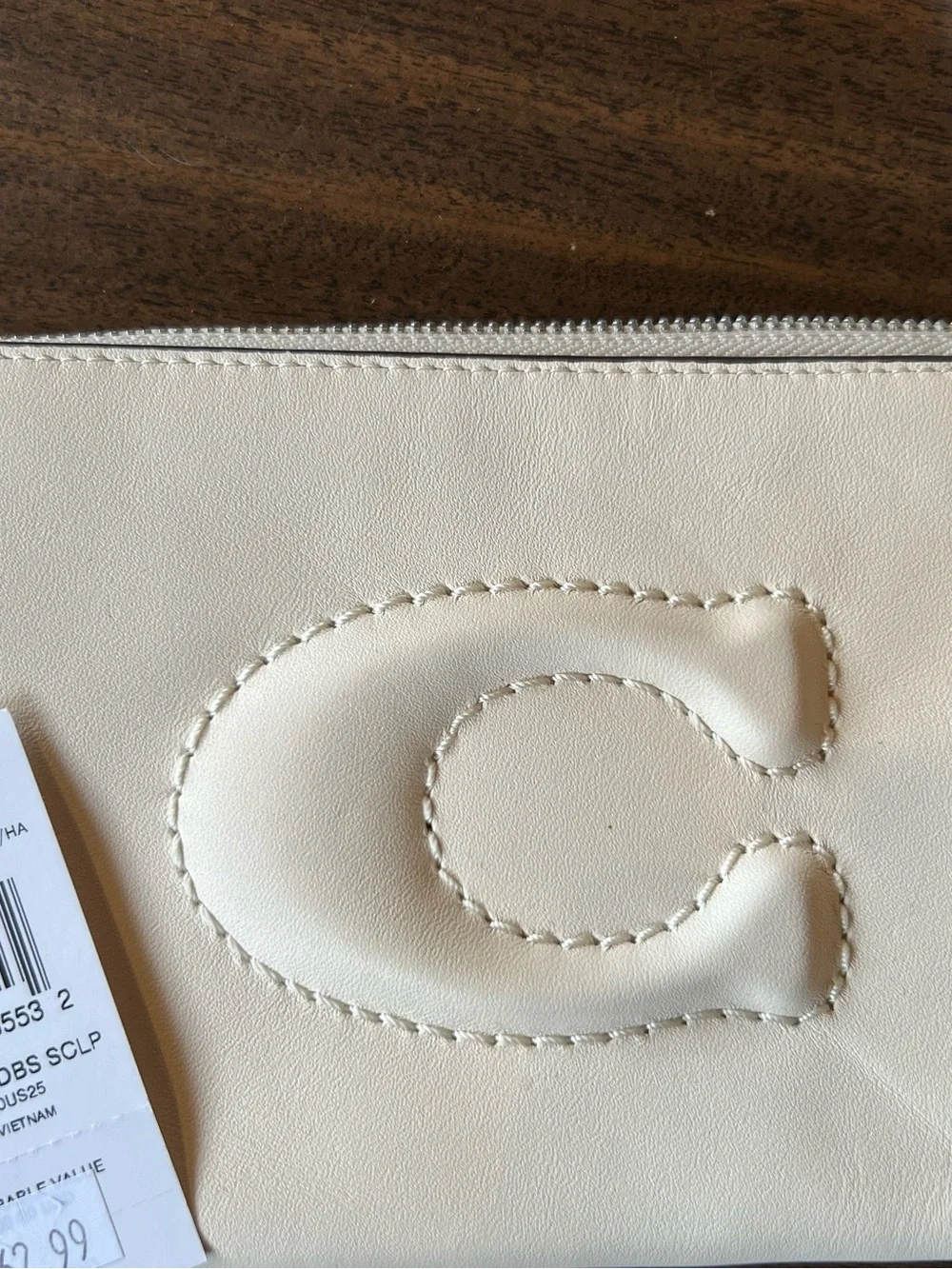 Coach Large CornerZip Wristlet CR392 Chalk White Leather Ivory Wallet $168 MSRP